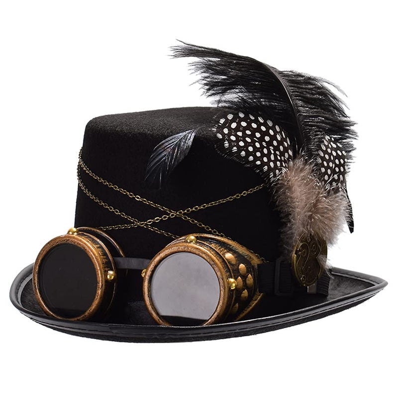 GRACEART Unisex Steampunk Top Hats with Goggles for Women Men - Image 1