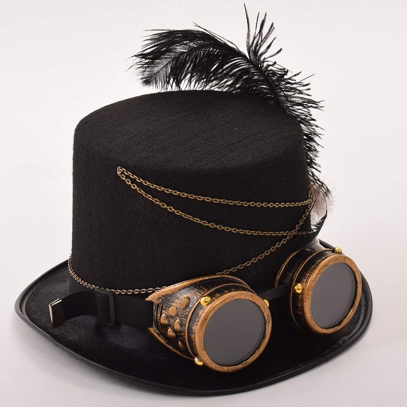 GRACEART Unisex Steampunk Top Hats with Goggles for Women Men - Image 4