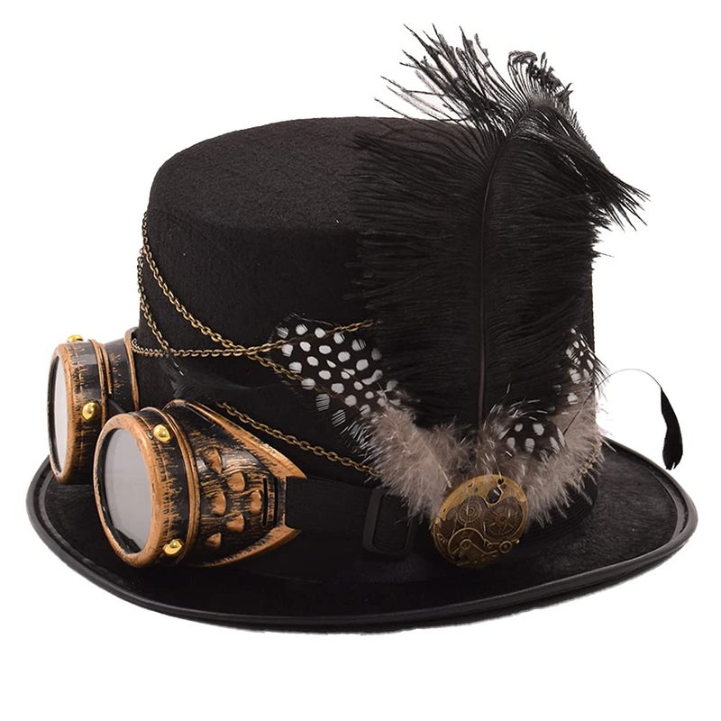 GRACEART Unisex Steampunk Top Hats with Goggles for Women Men - Image 2