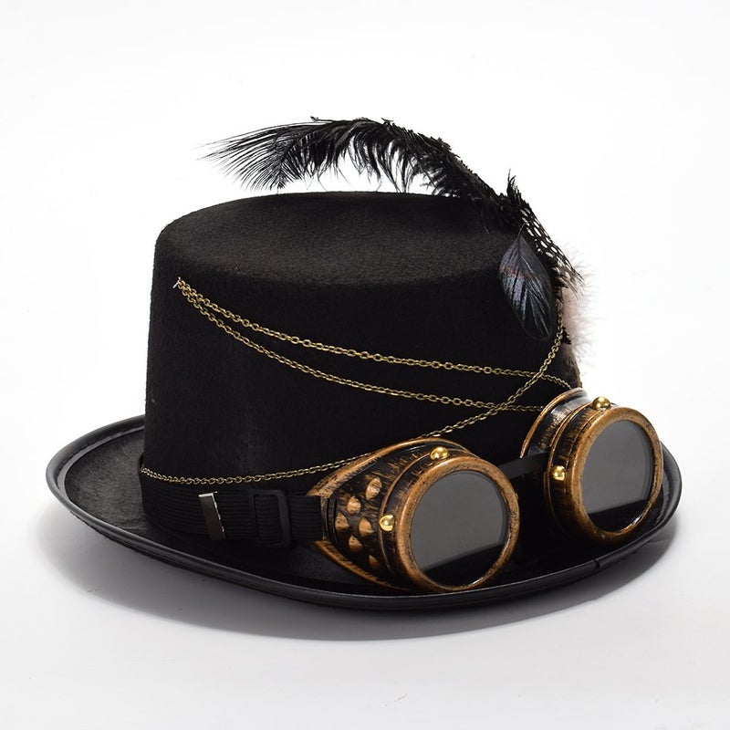 GRACEART Unisex Steampunk Top Hats with Goggles for Women Men - Image 5