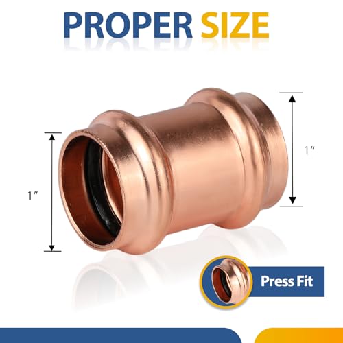 GUOFIS Pack of 5 GUOFIS Copper Press Coupling Fittings1 Inch x 1 Inch Copper Press Fit CouplerNO StopPRESS027 - Image 3