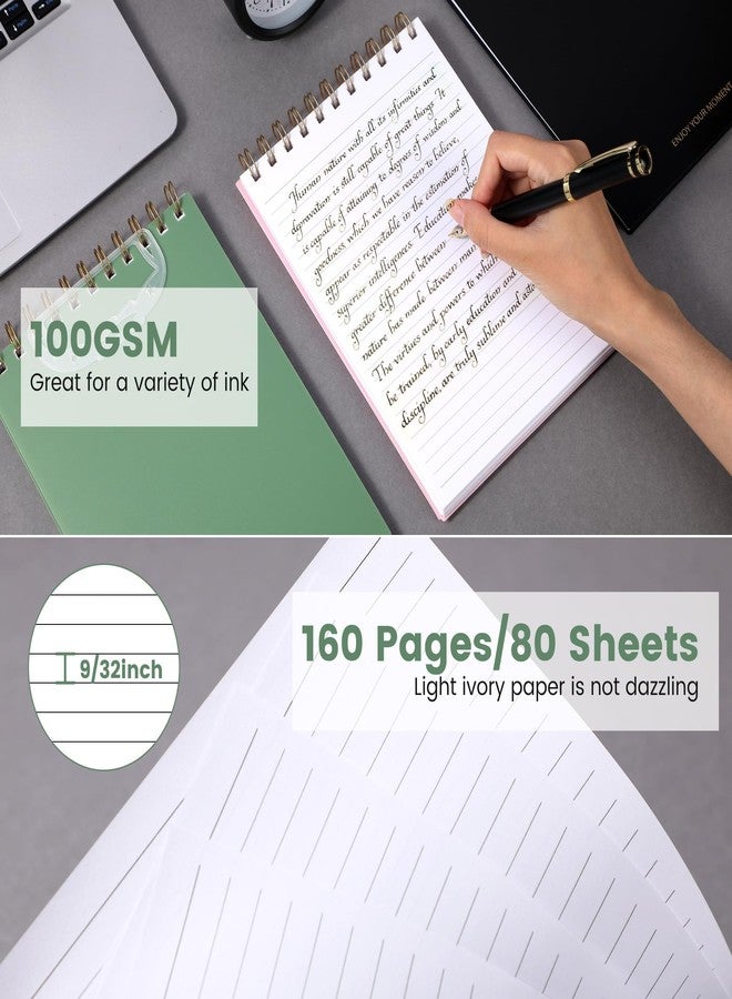 Yoment Top Spiral Notebooks Durable Bullet Lined Journal 6"x8.5" College Ruled Waterproof Cover Notepad 160 Lined Pages Spiral Notebook Left-Handed Notebooks for Work School Office Business,Green - Image 3