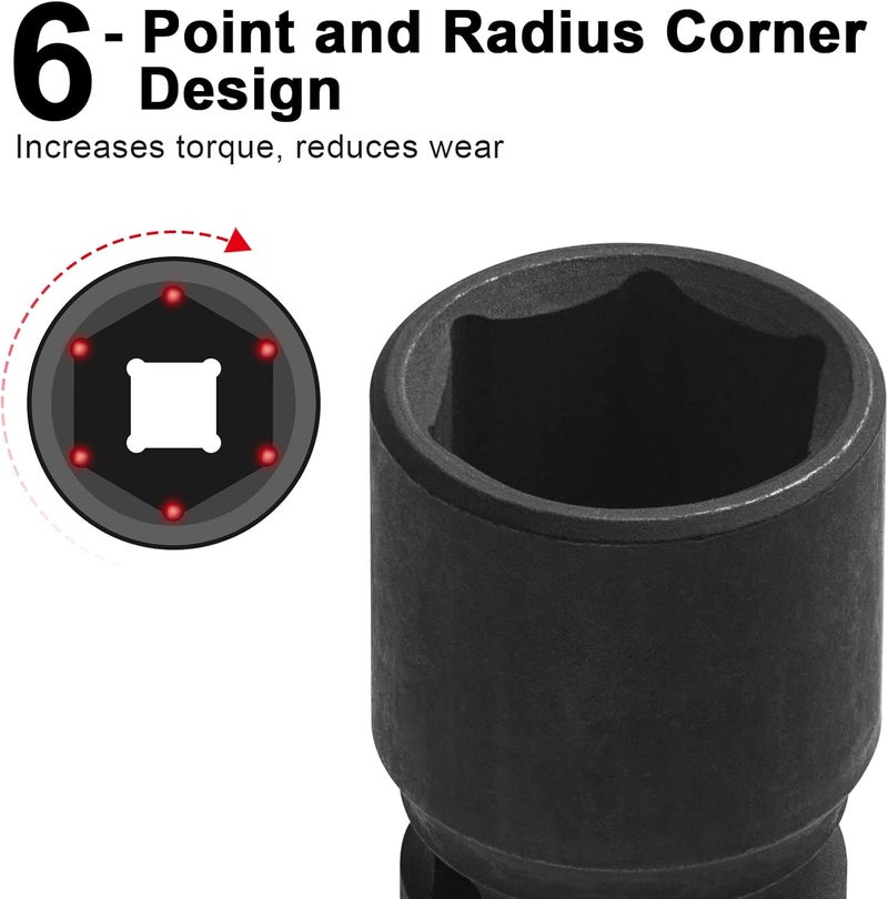 Jetech 1/2 Inch Drive 24mm Standard Impact Socket, Chrome Molybdenum Alloy Steel, 6-Point Design, Metric - Image 3