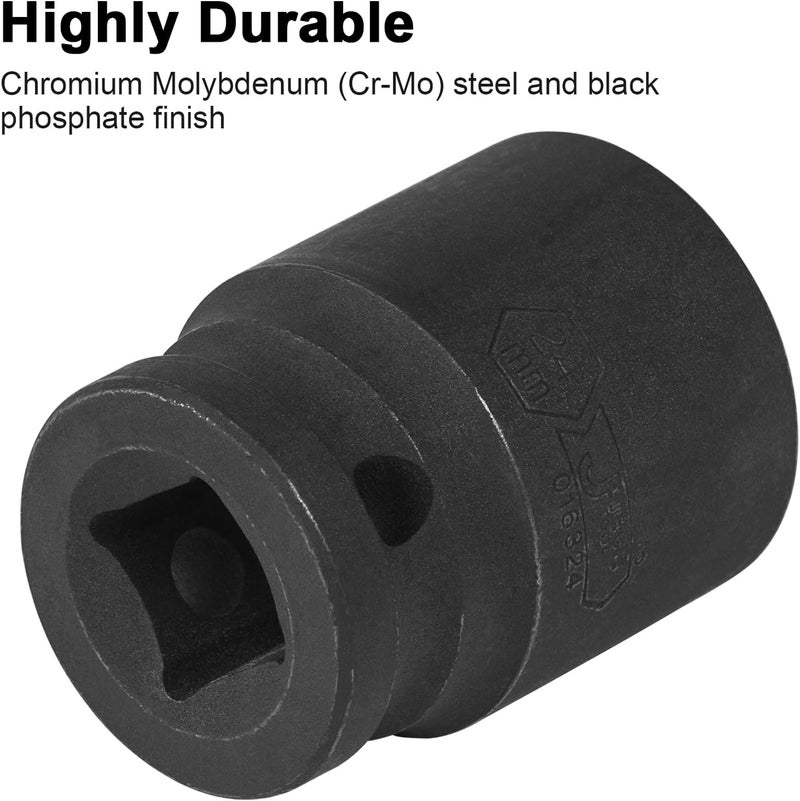 Jetech 1/2 Inch Drive 24mm Standard Impact Socket, Chrome Molybdenum Alloy Steel, 6-Point Design, Metric - Image 4