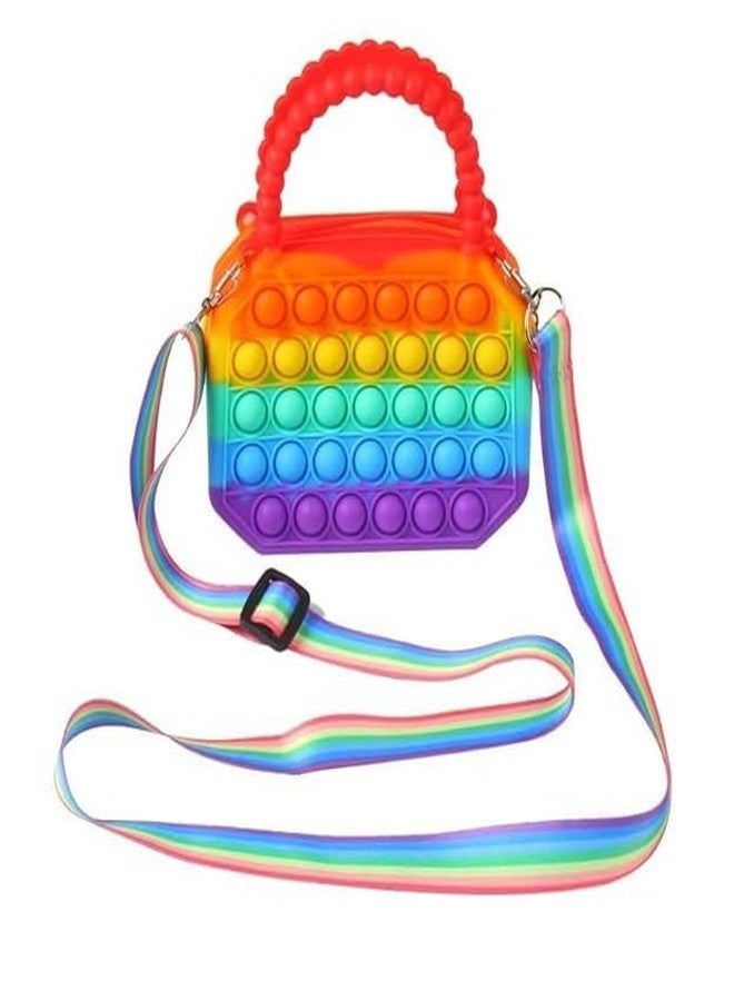 TADRUP Small Silicone Pop it Sling Bag for Kids, Glitter Crossbody Bag, Waterproof Cute Hand Bag Purse, Popit Fashion Shoulder Bag for Small Accessories Best Gifts for Kids Girls (1 Pcs, Multicolor) - Image 1