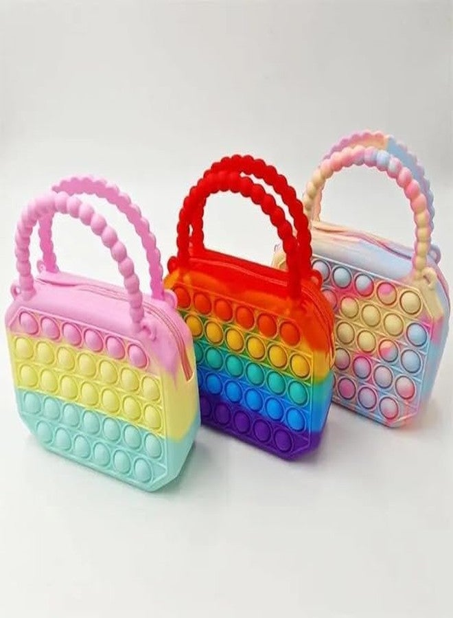 TADRUP Small Silicone Pop it Sling Bag for Kids, Glitter Crossbody Bag, Waterproof Cute Hand Bag Purse, Popit Fashion Shoulder Bag for Small Accessories Best Gifts for Kids Girls (1 Pcs, Multicolor) - Image 4