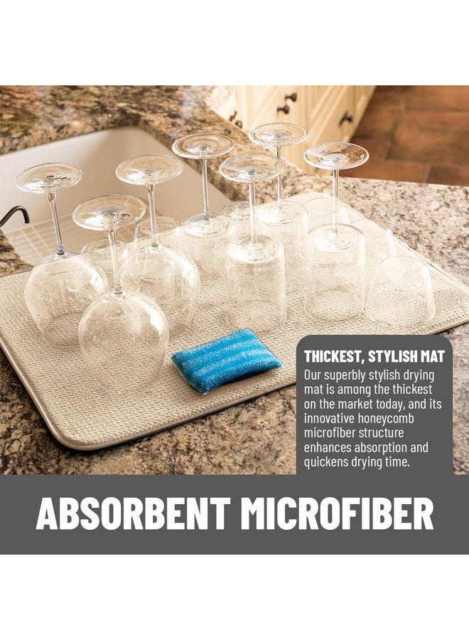 Bellemain XXL Dish Mat 24" x 17" ( LARGEST MAT ) Microfiber Dish Drying Mat , Super absorbent ( Ivory ) - Image 2