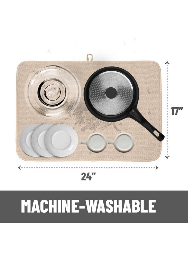 Bellemain XXL Dish Mat 24" x 17" ( LARGEST MAT ) Microfiber Dish Drying Mat , Super absorbent ( Ivory ) - Image 3