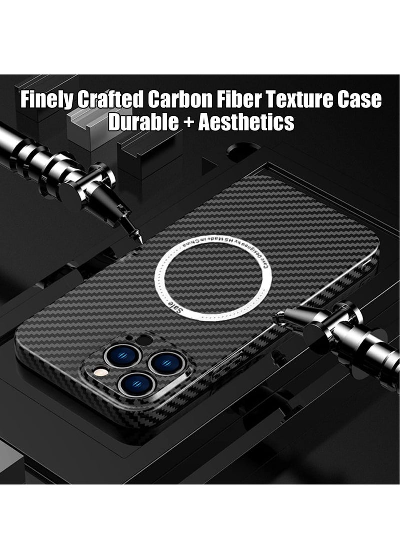 Aookay Case For iPhone 15 Pro Max Compatible With Magsafe Wireless Charger Case Built In Magnetic  Ultra thin carbon fiber pattern Phone Cover - Image 3
