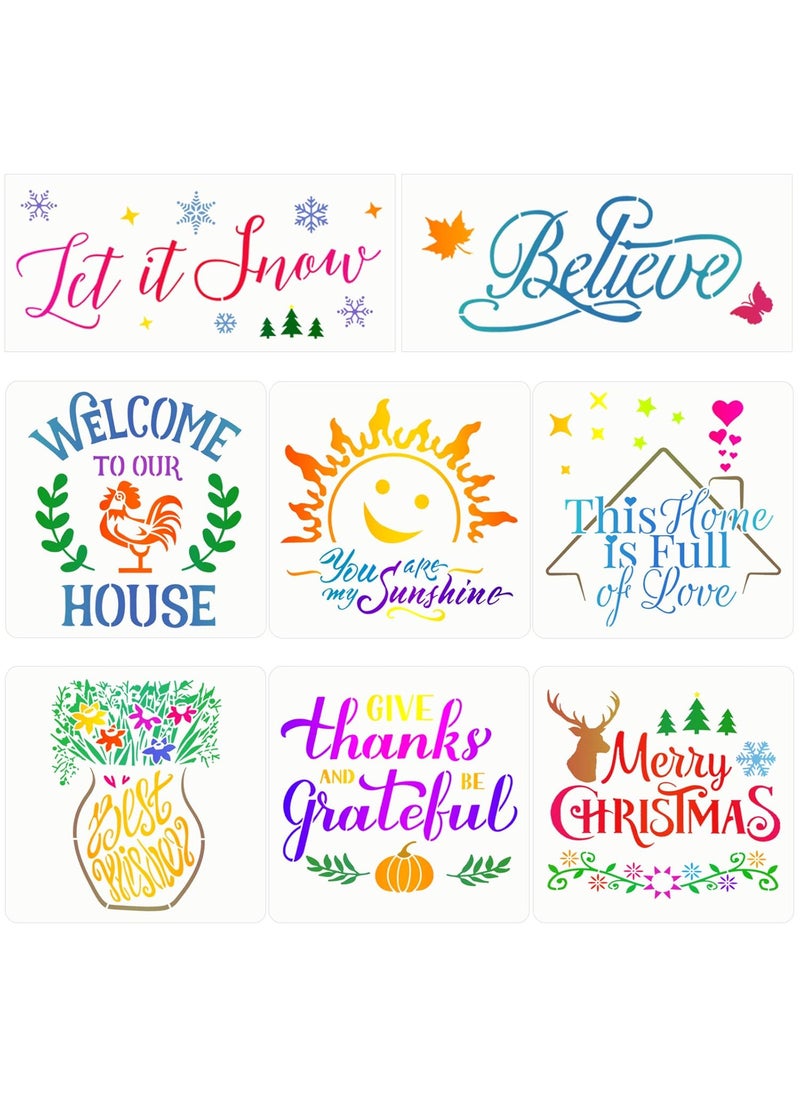 BETITETO Family Theme Plastic Stencils Template Reusable for Art Projects Drawing DIY Painting on Wood Wall Scrapbooking - You are My Sunshine - Set of 8  - Image 1