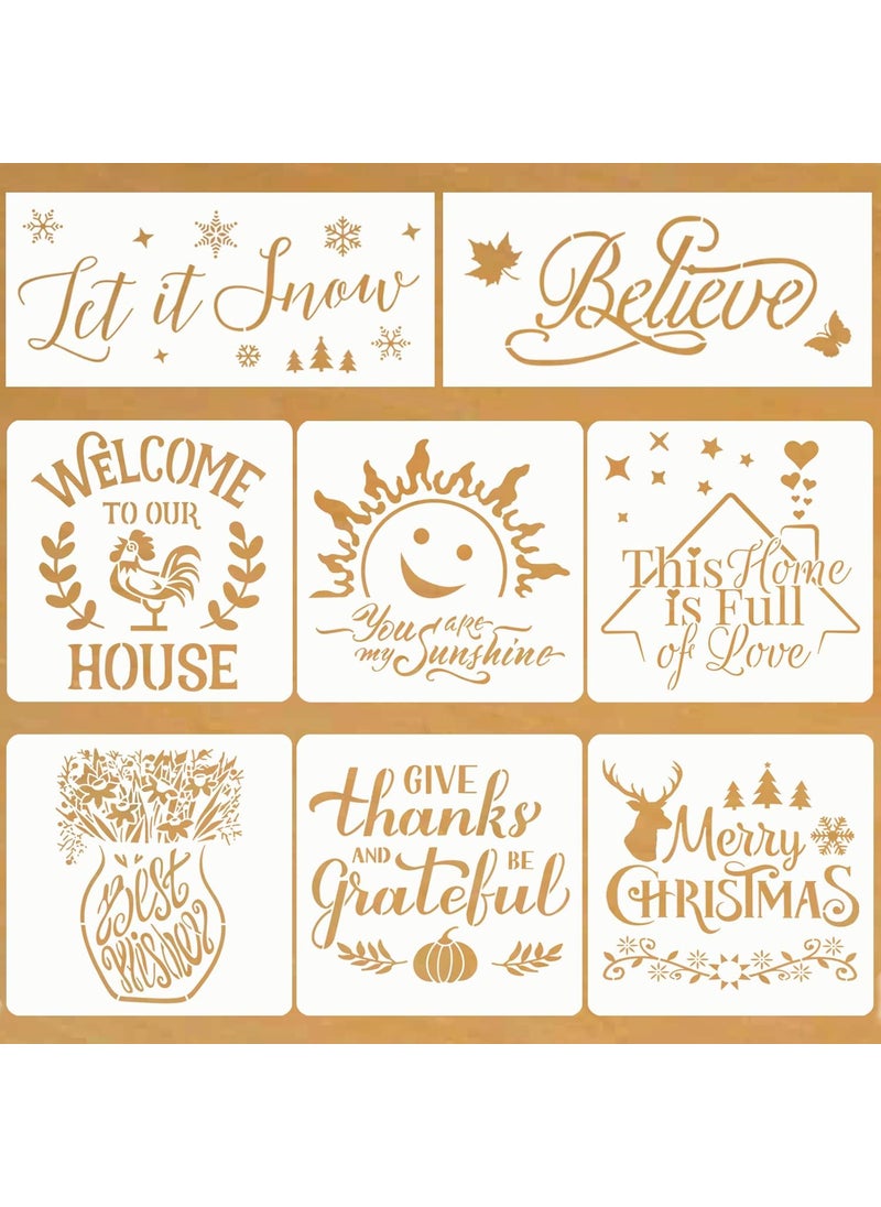 BETITETO Family Theme Plastic Stencils Template Reusable for Art Projects Drawing DIY Painting on Wood Wall Scrapbooking - You are My Sunshine - Set of 8  - Image 2