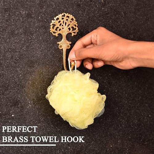Indian-Shelf IndianShelf Brass Tree Heavy Duty Decorative Vintage Key Holder, Key Wall Hooks for Hanging Coats, Jackets, Leash, Hat, Towel, Backpack, Purse, Handbag [Golden] - Image 5