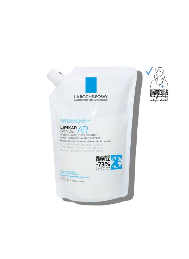 LA ROCHE-POSAY Lipikar Syndet AP+ Body Wash for Eczema Prone Skin Refill, 400 ml - Image 1
