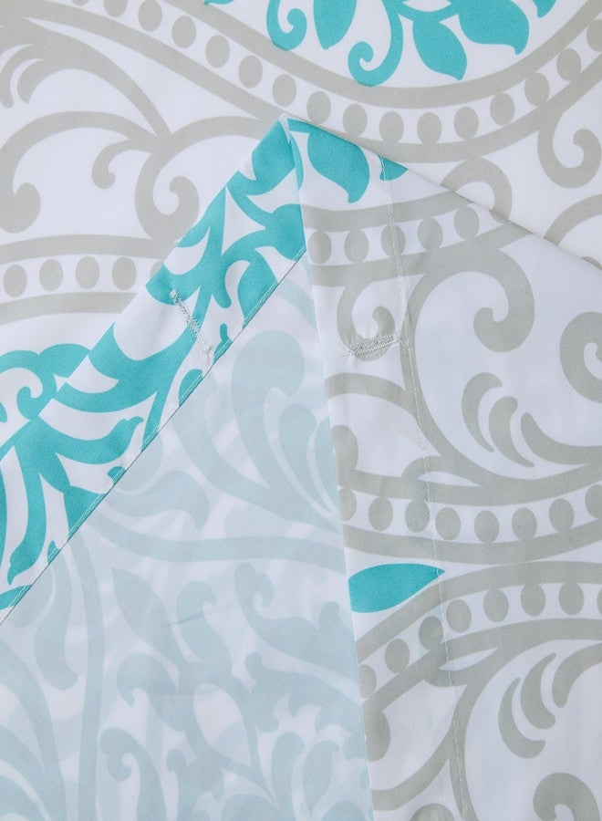 Comfort Spaces Coco Bathroom Shower Curtain Printed Damask Pattern Modern Cute Microfiber Fabric Bath Curtains, 72"x72", Teal / Grey - Image 3