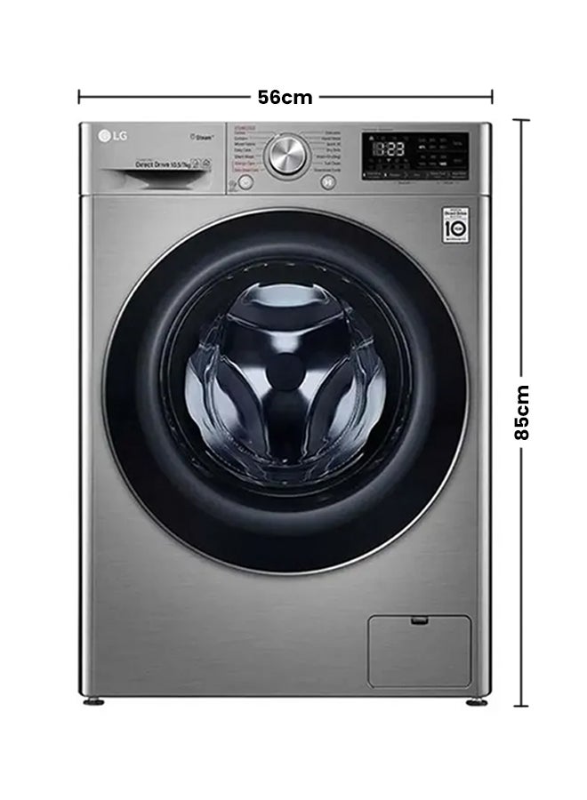 LG Front Load Washer Dryer, AI DD, Steam, Wi-Fi, 6 Motion F4V5RGP2T Silver - Image 2