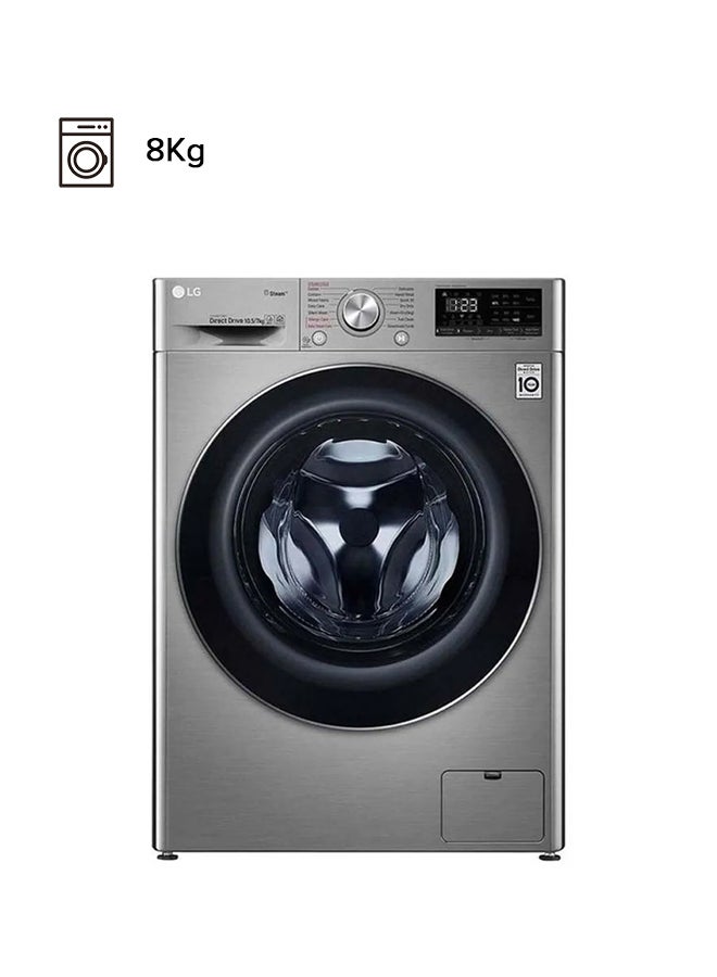 LG Front Load Washer Dryer, AI DD, Steam, Wi-Fi, 6 Motion F4V5RGP2T Silver - Image 1