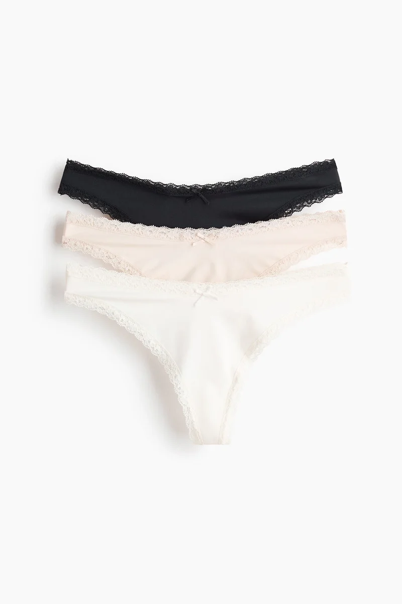 H&M 3-pack lace-trimmed thong briefs