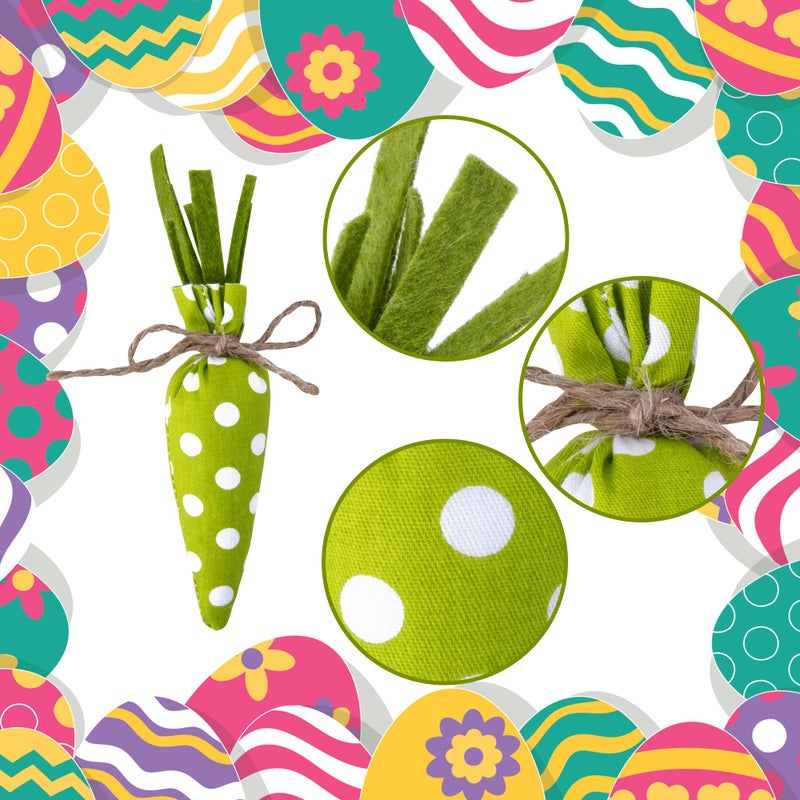 Watayo 12 PCS Easter Artificial Fabric Carrot-Buffalo Check Plaid Carrots-Colorful Handmade Filled Easter Carrots for Easter DIY Decoration Primitive Farmhouse Decorations - Image 3