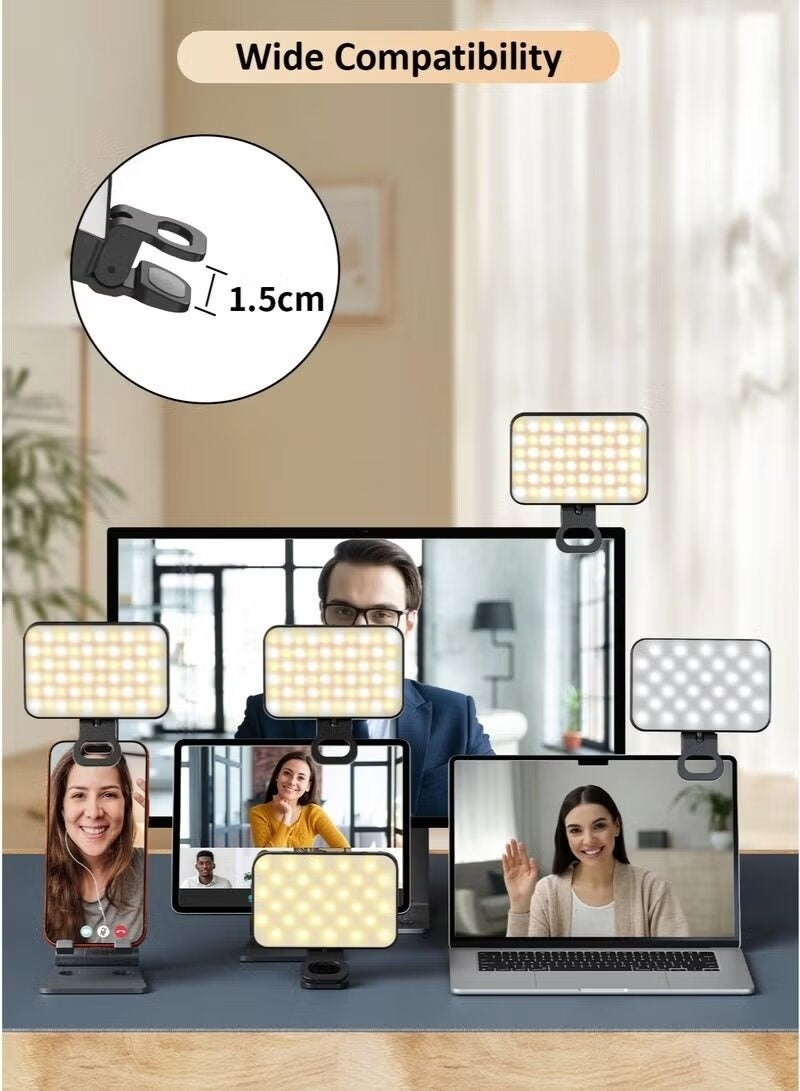 TIGER 60 ضوء سيلفي LED قابل لإعادة الشحن محمول مع مشبك ضوء هاتف USB-C 3 أوضاع ألوان 3000-6500K 10 مستويات سطوع حلقة صغيرة للملء لهاتفك أو جهازك اللوحي أو الكمبيوتر المحمول لتسجيل الفيديو والمكالمات - Image 4