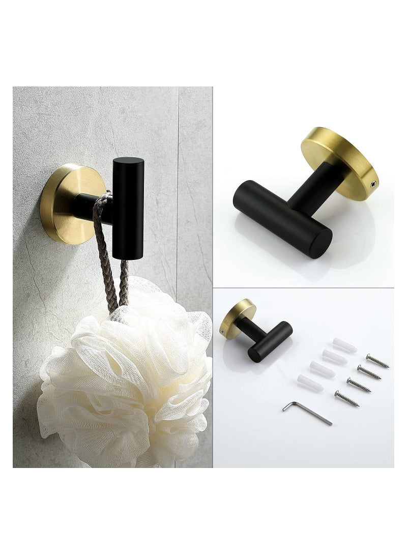 NANAO 4-Piece Stainless Steel Wall Mounted Bathroom Hardware Set Black Gold Towel Rack Set included Robe Towel Hooks Toilet Paper Holder and Towel Ring  - Image 5