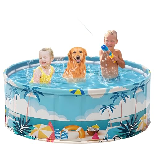 COBOPANDA Foldable Swimming Pool for Kids 629x177 Hard Plastic Portable Dog Pool AntiSlip Collapsible Pets Bathtub Kiddie Pool Indoor Outdoor Backyard Beach Party 63 - Image 1