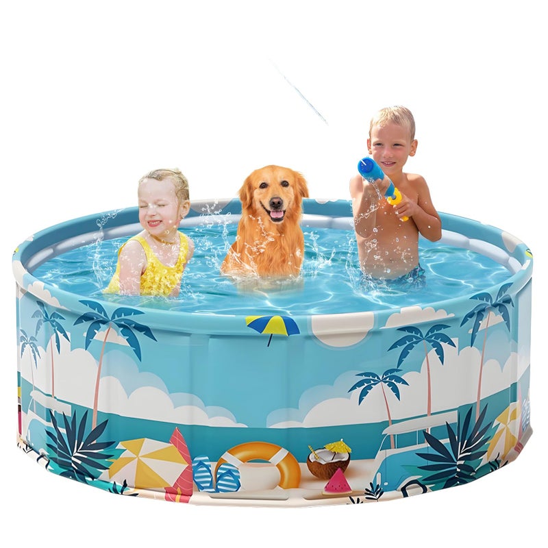 COBOPANDA Foldable Swimming Pool for Kids 629x177 Hard Plastic Portable Dog Pool AntiSlip Collapsible Pets Bathtub Kiddie Pool Indoor Outdoor Backyard Beach Party 63 - Image 2
