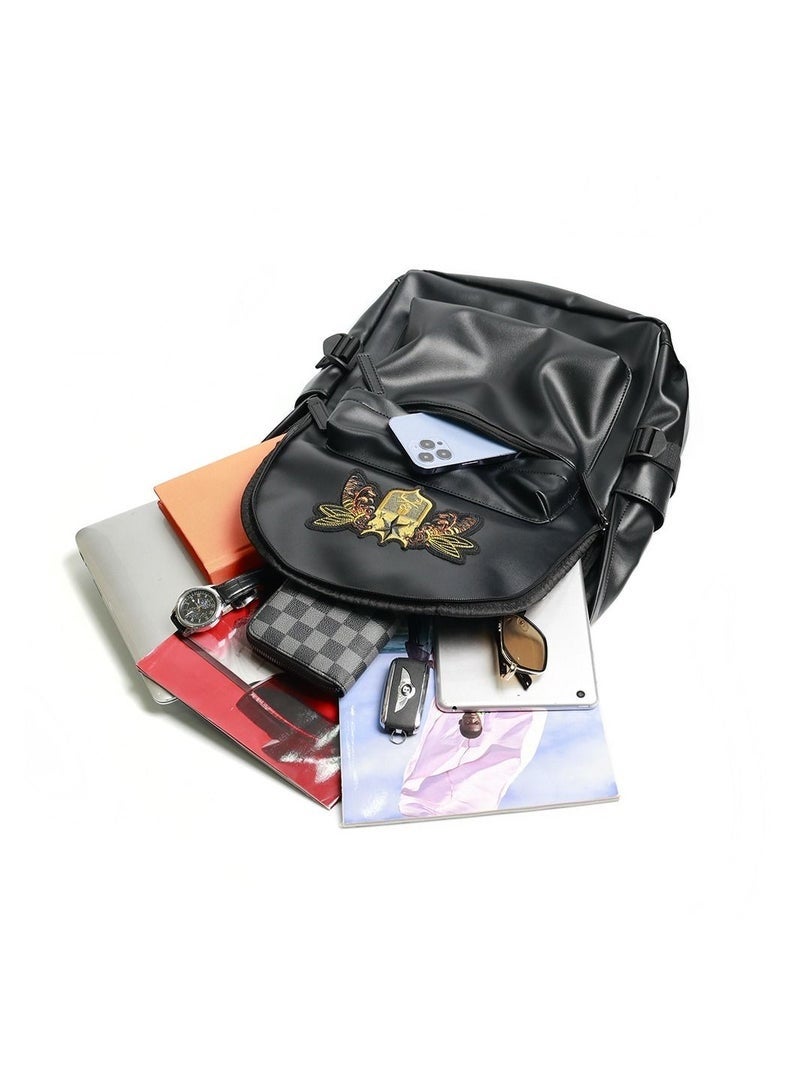 Leather Laptop Backpack for Men Women, School College Bookbag Casual Travel Daypack - Image 4
