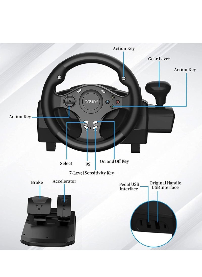 Cool Baby Style - Gaming Steering Wheel, Racing Wheel with Pedals and Shifter, 270 Degree Driving Force Racing Wheel, PC Steering Wheel for PS4, PC, PS3, Xbox Series X|S, Nintendo Switch, Xbox One, Android - Image 1