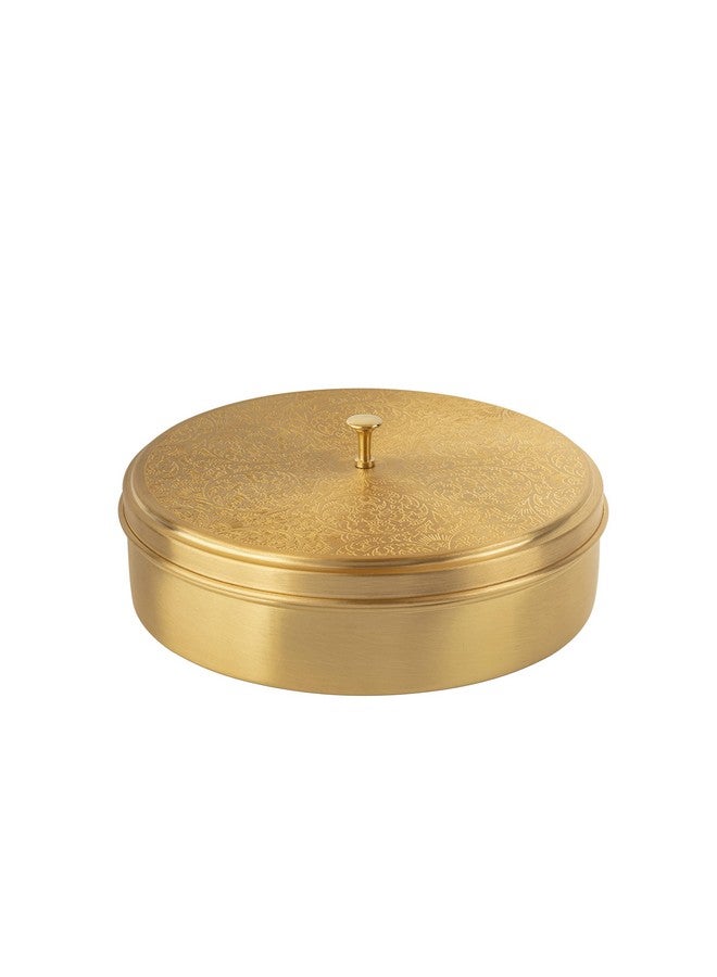 AKSHATA (03 Handcrafted Brass Spice Box Set for Kitchen with Spoon (7 Containers, 40 ML) - Brass Masala Box for Kitchen - Species Container - Image 1