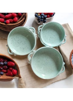 Set of 3 ceramic and porcelain trays with handles that can withstand direct and indirect heat, flame or in the oven.