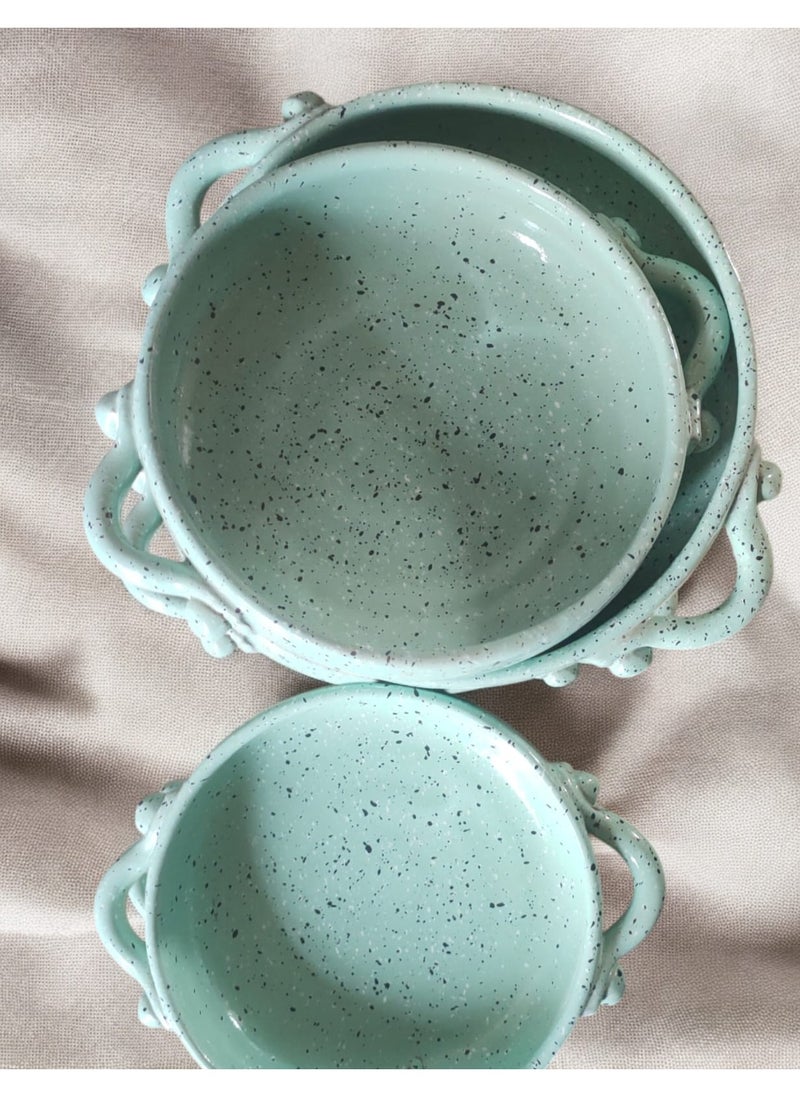 Generic - Set of 3 ceramic and porcelain trays with handles that can withstand direct and indirect heat, flame or in the oven. - Image 1