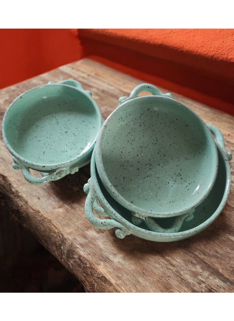 Generic - Set of 3 ceramic and porcelain trays with handles that can withstand direct and indirect heat, flame or in the oven. - Image 1