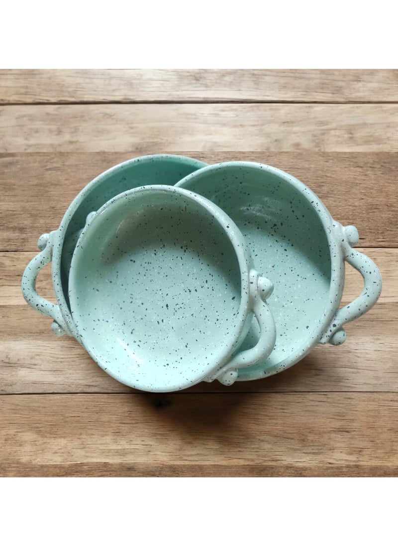 Generic - Set of 3 ceramic and porcelain trays with handles that can withstand direct and indirect heat, flame or in the oven. - Image 1