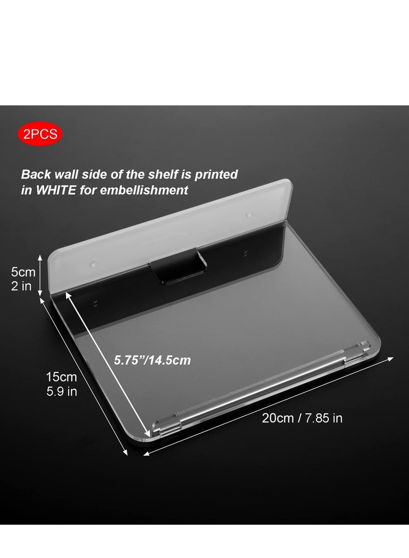 SYOSI 2 Pack Acrylic Floating Shelves for Wall, Wall Mounted Hanging Display Shelves for Plants, Adhesive Wall Display Shelf Stand, Adhesive Shelf for Bedroom, Picture Toy Clear Display Shelf(8 x 6 Inch)  - Image 3