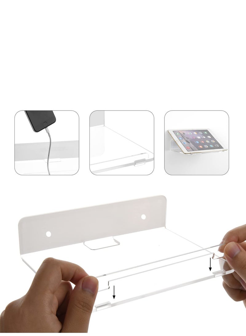 SYOSI 2 Pack Acrylic Floating Shelves for Wall, Wall Mounted Hanging Display Shelves for Plants, Adhesive Wall Display Shelf Stand, Adhesive Shelf for Bedroom, Picture Toy Clear Display Shelf(8 x 6 Inch)  - Image 4