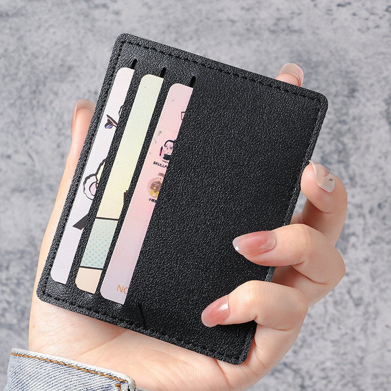 Slim Mini Card Holder Wallet for Men  Women Black 