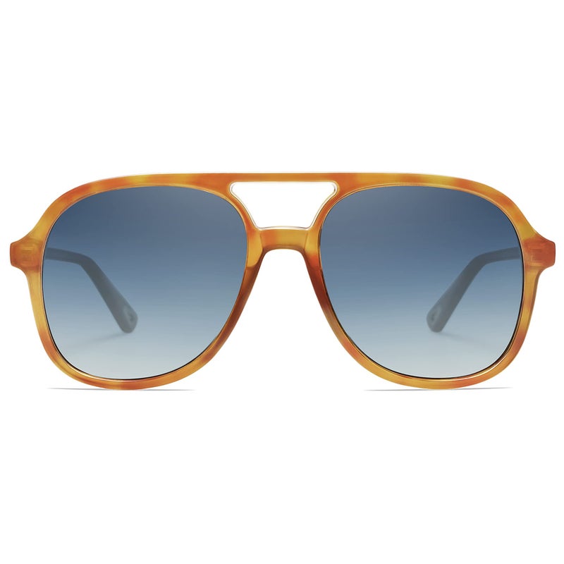 SOJOS Retro Polarized Aviator Sunglasses for Women Men Classic 70s Vintage Trendy Square Aviators SJ2174, Caramel Tortoise/Gradient Grey - Image 1