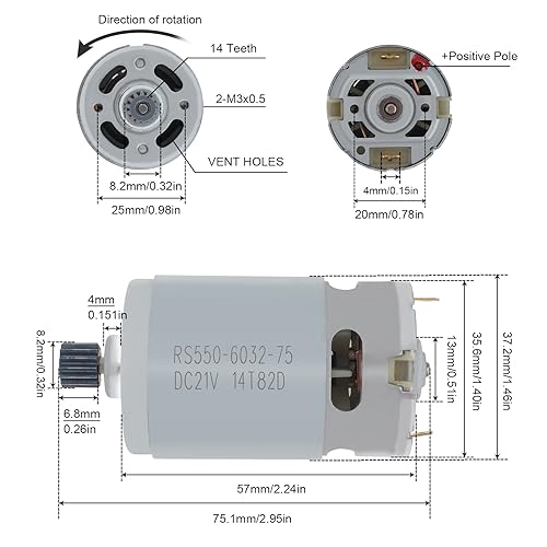 ChgImposs RS550 DC Motor 8.2mm 14 Teeth Gear Micro Motor 21V 28000RPM Electric Saw Motor for Mini Saw Reciprocating Saw - Image 2