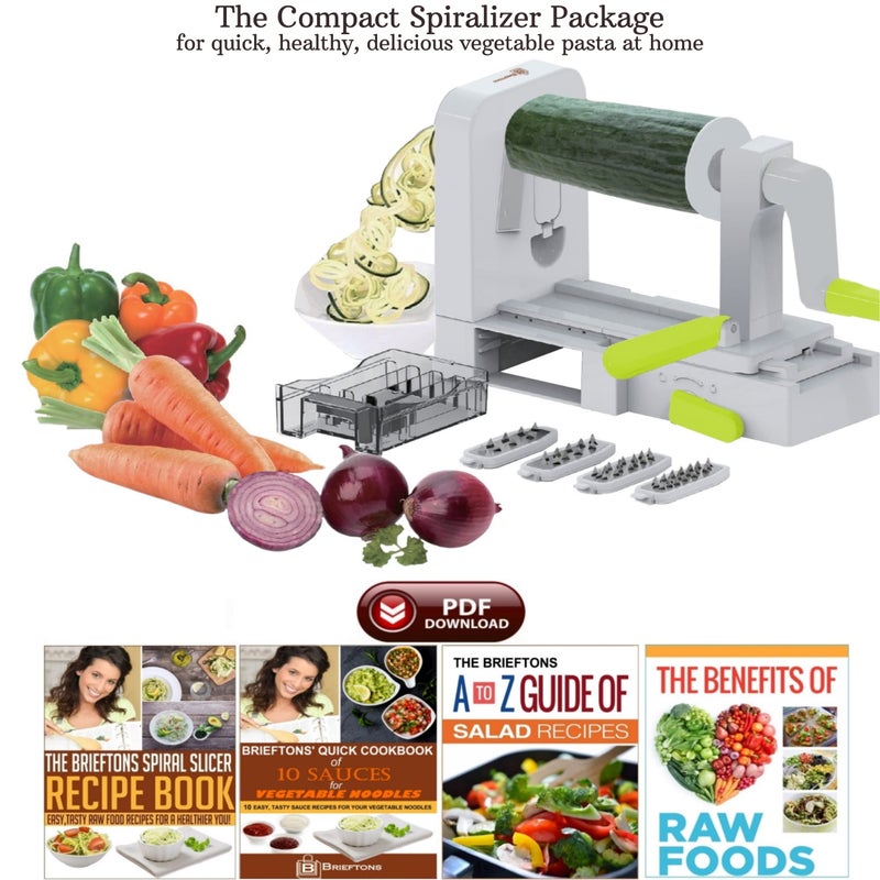 Brieftons QuickFold 5-Blade Spiralizer: Versatile & Compact Foldable Vegetable Spiral Slicer, Best Veggie Pasta Spaghetti Maker for Low Carb/Paleo/Gluten-Free with Brush & 4 Recipe Ebooks - Image 5