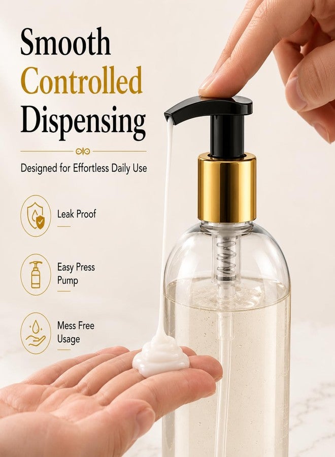 Prakash Empty Plastic Pump Bottles Dispenser 500ml Portable Shampoo Lotion Hand Bottle (Transparent Golden Pump 500ML, Pack of 3) - Image 4
