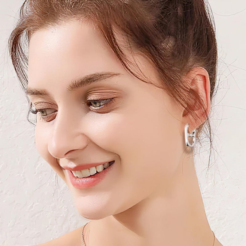 Lancharmed 925 Sterling Silver Heart Rectangle Hoop Earrings for Women Trendy Geometric S925 Hypoallergenic Oval Earring Square Huggie Hoops Earings Valentine Jewelry Gifts - Image 3