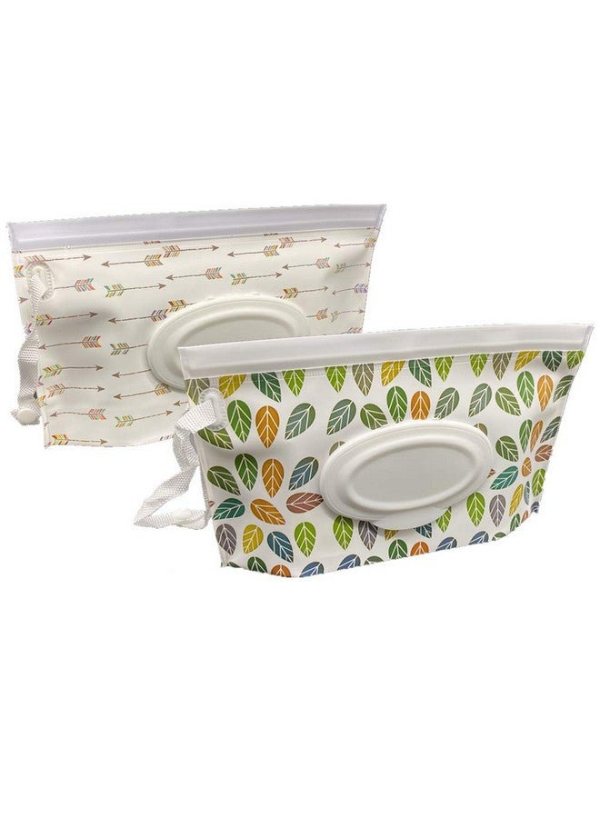 ULVBABI Portable Pouch Bags Set, 2 Pack Wet Wipe Holder Container, Reusable and Refillable Personal Travel Wet Wipes Dispenser Cases  - Image 1