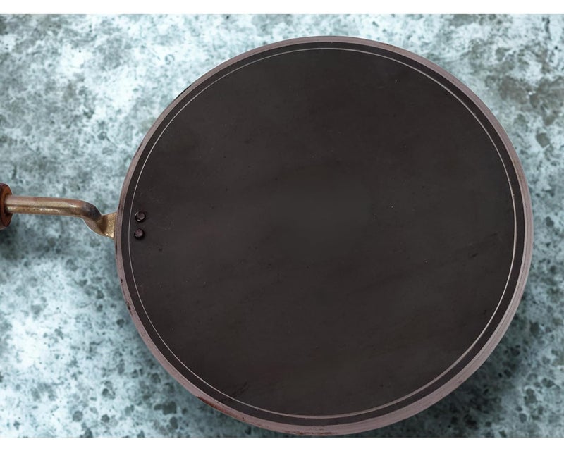 BARTN Pure Iron Concave Tawa for Roti/Chapati with Wooden Handle | Premium Heavy 100% Iron Handmade Curved Tava for Multipurpose Uses & Health Benefits | Non-Toxic, No Chemical Layers| 10 Inch, Heavy 1KG - Image 2