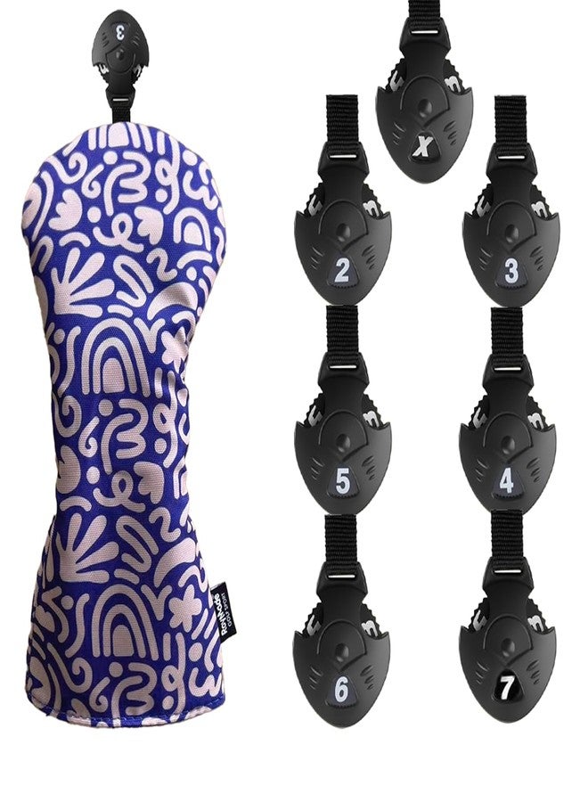ROYMADE Golf Club Head Covers, 4-Piece Set,Waterproof Headcovers for Driver, Fairway Wood and Hybrid, with Interchangeable No. Tags 2/3/4/5/6/7/X Golf Accessories for Men Women (Blue Pattern) - Image 3