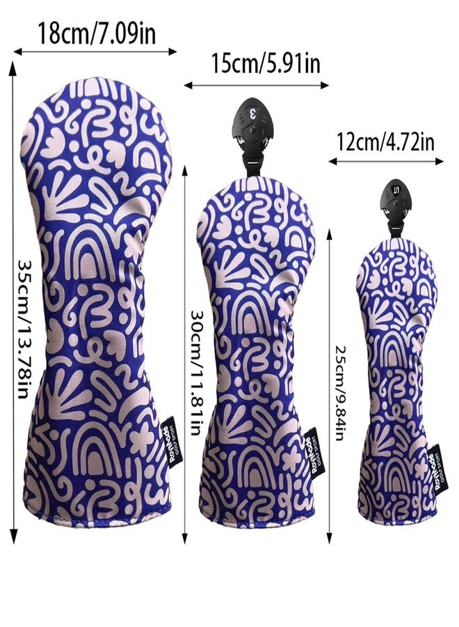 ROYMADE Golf Club Head Covers, 4-Piece Set,Waterproof Headcovers for Driver, Fairway Wood and Hybrid, with Interchangeable No. Tags 2/3/4/5/6/7/X Golf Accessories for Men Women (Blue Pattern) - Image 2