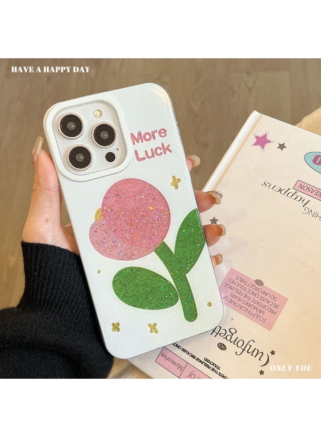 NIBEMINENT Flash Powder Tulip Protective TPU Case Cover For iPhone 15 Plus