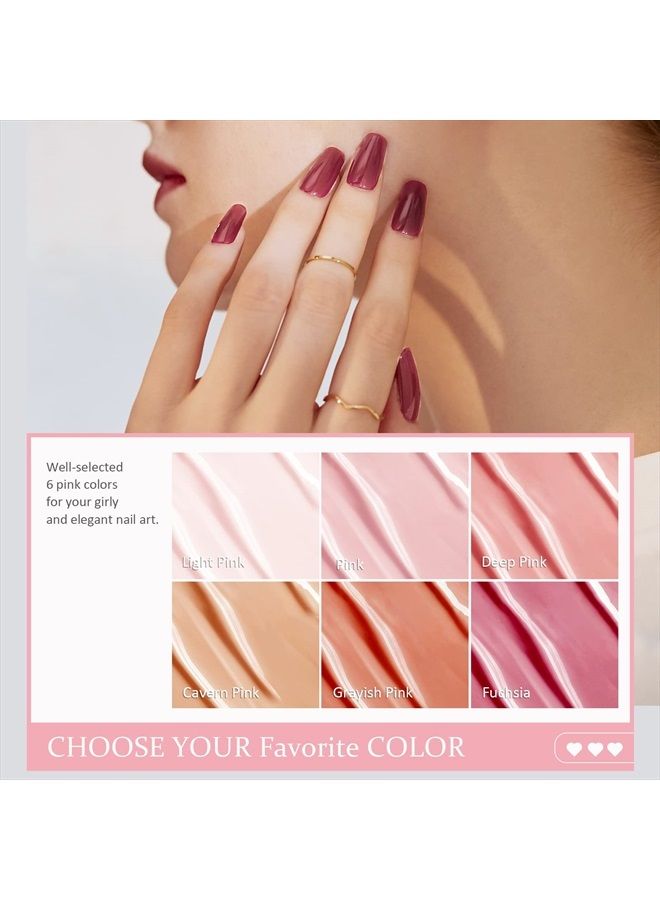 Saviland 10ML Builder Nail Gel in A Bottle - 6pcs 5-in-1 Sheer Pink Color Builder Nail Gel Extension Builder Nail Gel in a Bottle, Builder Nail Strengthen & Nail Repair, Hard Gel for Nails Gift Box Se - Image 2