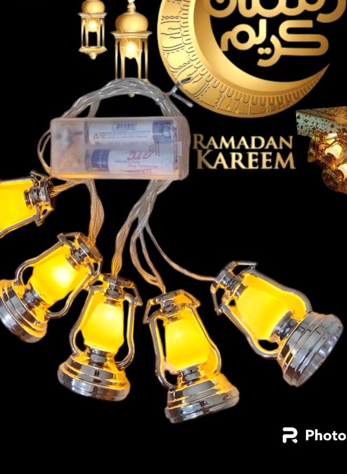 Lantern String Lights - Small Black Lantern LED Light Strand Battery Operated - 5 Mini Lanterns Per Cord - Lantern Lights - Party Light
