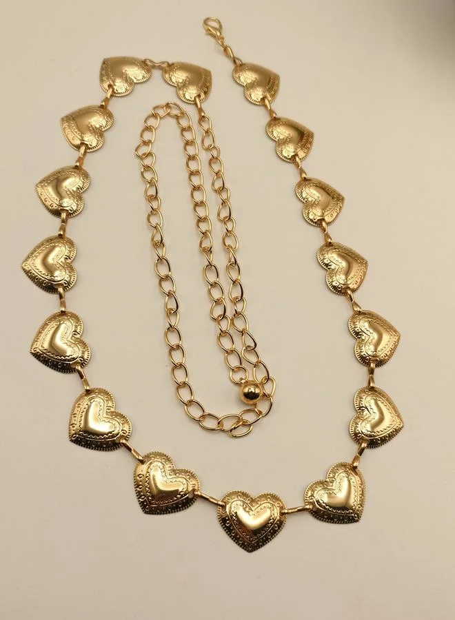 Styli Heart Debossed Chain Belt with Lobster Clasp Closure