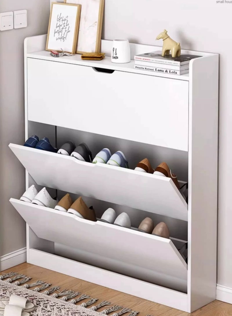 Shoe Cabinet Shoe Rack with 3-Layer Flip Drawers Large Capacity Dustproof Shoe Storage Cabinet for Household Entrance and Exit, Space Saving - Image 1